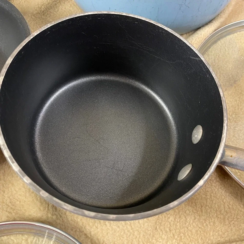 Rachael Ray Cookware Set 8pc Sky Blue Nonstick Porcelain Enamel Kitchen Pots GUC